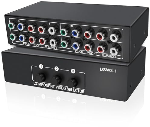XMSJSIY componente AV interruptor de audio 3 en 1 salida compuesto 5 RCA YPbPr RGB interruptor selector AV caja convertidor divisor de 3 vías concentrador 1080P interruptor de vídeo de audio para Xbox
