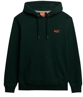 Superdry Herren Essential Logo Hoodie Emaille Grün/Orange S