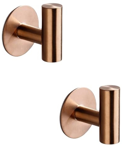 HIRAIDAI Selbstklebender Badezimmerhaken 2Er Pack Wand-Kleiderhaken Aus Edelstahl Für Badezimmer, Kleidung Und Handtücher, Metall, Roségold, Ohne Nägel