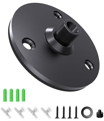 Metall-Mikrofon-Flanschhalterung, Montierbar auf Tisch, Wand & Decke, Mikrofonhalterung mit Standardmäßiger 5/8-Zoll-Innenschraube, Geeignet für Kirchen, Rednerpult, Microphone Flange Mount