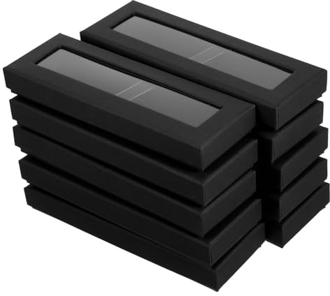 GARIOUANS 10 Stück Schwarze Geschenkkarton mit Transparentem Sichtfenster Leere Stiftbox zur Eleganten Verpackung und Aufbewahrung von Einzelnen Stiften Multifunktionale Verpackung für