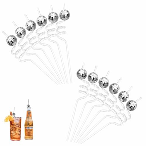 12 Pajitas De Discoteca Pajitas Decorativas Con Espejo Popotes Retro | Decorativos De Plástico Para Despedida De Soltera Casa Bar Karaoke