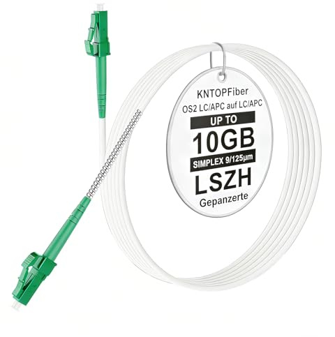 KNTOPFiber 10m Weißes OS2 Gepanzerte Glasfaserkabel LC/APC auf LC/APC