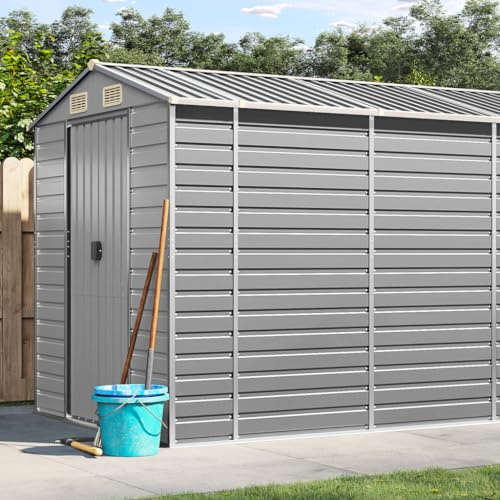 Lumanois Casetta da Giardino Grigio Chiaro 191x470x198 cm in Acciaio zincato,Casa e Giardino,Prato e Giardino,Vita all'aperto,Strutture da Esterno,Casette da Giardino,105.64kg-3188246