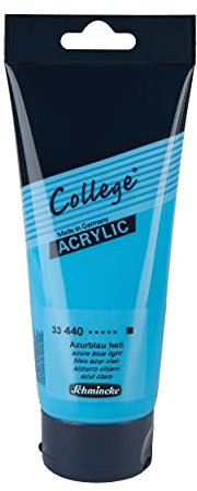 Schmincke - College Acrylic, Azurblau hell in 200 ml-Tube, 33440014, Acrylfarbe mit Künstler-Pigmenten in hoher Konzentration, deckend und lasierend, lichtecht, seidenmatt