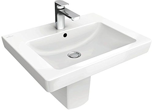 Villeroy & Boch Waschbecken Subway 711355 55x44cm mit Hahnloch durchgest mit Überlauf weiß alpin c+,