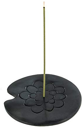 AROMANDISE Lotus Porte Encens, Pierre, Noir, 1.7 x 11 x 11 cm PELOTUS