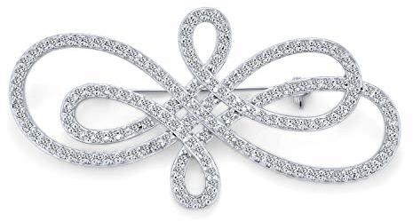 Bräutigam Elegante Große Statement Strudel Pave Cubic Zirconia Art Deco Vintage Stil Mode Unendlichkeit Brosche Pin Für Frauen Silber Vergoldet