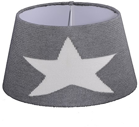 Lampenschirm für Tischleuchte in Rund Wolle Grau Stern Weiß TL 40-30-22