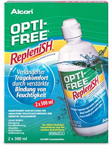 Opti-Free Replenish Pflegemittel für weiche Kontaktlinsen, Vorratspackung 2 x 300 ml, 1er Pack (1 x 600 ml) by Opti-Free