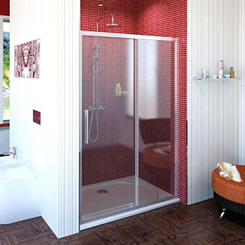 Porte coulissante nische 110 cm R, porte en verre 110 x 200 cm (BxH), porte coulissante de douche 110 cm, 2 pièces, ESG 6 mm clair avec antidrop beschich faire