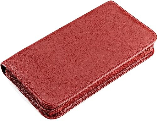 REMOS Manicure Case Empty Made of Genuine Leather with Space for 7 Tools - red