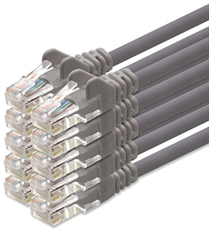 1aTTack Câble patch réseau UTP CAT5 avec 2x jeu de fiches RJ45 gris 10 pièces - 1m