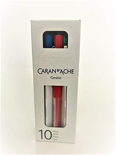 Caran Dache 5” Enamelled, Junior (2mm) Assorted red, Blue, Green (10/Box)