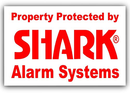 Platinum Place LANDSCAPE-Burglar Alarm Bell Box Security Warning Sticker-RED onto WHITE-Shark Burgular Self Adhesive Vinyl Sign-Landscape Design