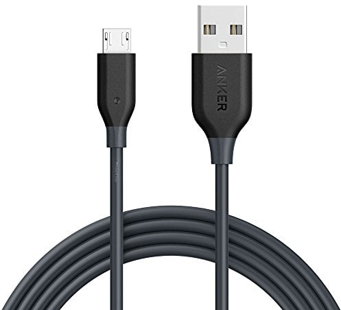 Anker PowerLine Micro USB Premium Cable (6ft) - One of The World's Fastest, Most Durable Charging Cable, 10000+ Bend Lifespan for Samsung, Nexus, LG, Motorola, Android Smartphones and More (Gray)