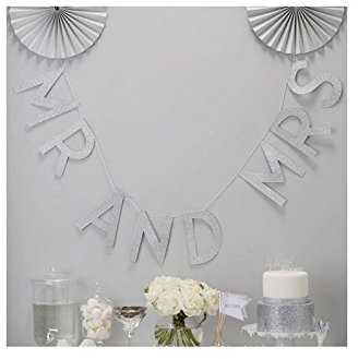 Silberglitzer Mr and Mrs Girlande 2m