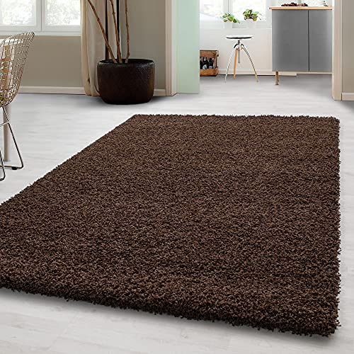 Carpetsale24 Shaggy Hochflor Teppich, 80x250 cm, Braun, weich, flauschig, modern, einfarbig, Für schmale Räume oder Küche, für Wohnzimmer Schlafzimmer Flur