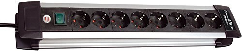 Brennenstuhl Premium-Alu-Line Steckdosenleiste 8-fach schwarz mit Schalter, 1391000018