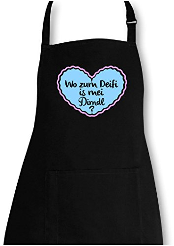 Luckja Wo zum Deifi is MEI Dirndl Grillschürze