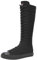 ANUFER Ragazze Donna Al Ginocchio Stivali di Tela Lacci Zip Piatto Scarpe Sportive Tutto Nero F888 EU40