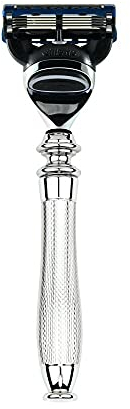Edwin Jagger Rasoir Fusion Barley Classique Argent 5 lames pivotantes ergonomiques pour hommes qui se rasent manuellement, 1 unité