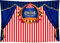 DePhoto 10X8FT Blau Vorhang Zirkus Stratus Spielplatz Spaß Fair Karneval Karussell Party Banner Neugeborenen Booth Nahtlose Vinyl Fotografie Neugeborenen Hintergrund Foto Hintergrund Studio PGT138C