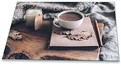 decorwelt | Herdabdeckplatte 80x52 cm 1-Teilig Kaffee Braun Ceranfeldabdeckung Universal Spritzschutz Glas Deko Elektroherd Induktion für Kochplatten Herdschutz Schneidebrett Sicherheitsglas