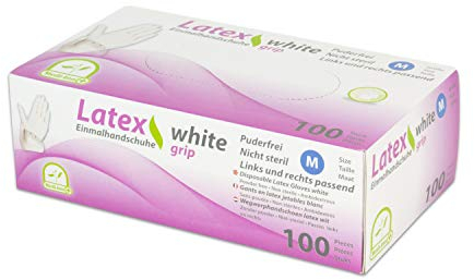 WORK-INN Einweghandschuh in Größe S | 100 Stück | Latex Einzelhandschuhe Weiß in praktischer Spenderbox | Ideal für Hygienebereiche - wie Lebensmittelbranche, Kosmetik UVM.