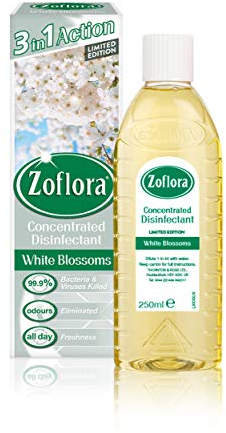 Zoflora White Blossoms 250ml, Concentrated 3-in-1 Multipurpose Disinfectant Kills 99.9% of Bacteria & Viruses