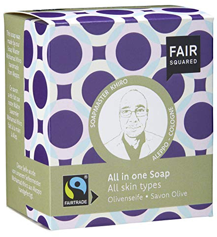 FAIR SQUARED All in One Soap - 2 x 80 Gramm - für jeden Hauttypen - mit Faitrade-Olivenöl - vegane Naturkosmetik - Zero Waste