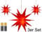 3er Pack 3D Leuchtstern - Weihnachtsstern mit warm-weißer Beleuchtung, für Innen und Außen geeignet, hängend, 100 cm Zuleitung, ca. Ø 25 cm, batteriebetrieben (rot)