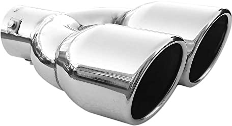Doppel Auspuffblende Endrohr Auspuff Universell Schalldampf Doppelendrohr Sport Sportauspuff Blende Edelstahl Rund von 38mm bis 55mm