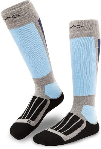 gipfelsport Skisocken für Kinder, Herren und Damen - Dicke Socken aus Merinowolle, warme Merino Snowboardsocken, 1x Paar Skistrümpfe, Grau, Größe 39-41