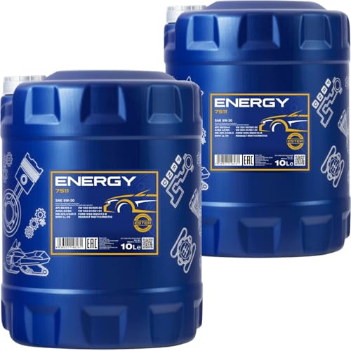 Mannol 2x MN7511-10 Motoröl (10 L) | 10L MN7511-10 Mannol Mototröl Energy, Mannol 7511 Energy 5W-30