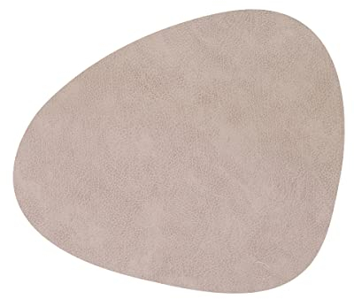 Lind DNA Tischset Curve/Large aus Leder Nupo in der Farbe Warm Grey, Größe: L 37 x 44 cm, 990258