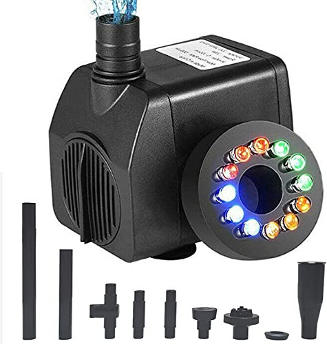 HIOD 110-240V Lumières Colorées Pompe à Eau LED Perles Lumières Fontaine sous-Marine Pompe Étang Aquarium Fontaine Submersible Machine Aquarium Pompe,UK Plug