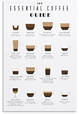 The Essential Coffee Guide Poster Dekorative Malerei Leinwand Wandkunst Wohnzimmer Poster Schlafzimmer Malerei 12x18inch(30x45cm)
