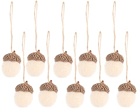 Angoily 10Pcs Weihnachten Fühlte Acorn Ornamente Wolle Gefilzt Acorn Girlande Filz Kugeln Pom Eicheln Weihnachten Baum Hängen Tannenzapfen Rustikalen Bauernhaus Acorn Decor