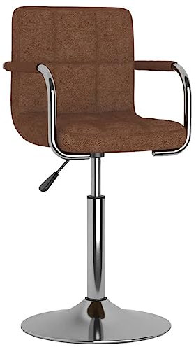 vidaXL Esszimmerstuhl mit Armlehnen Drehbar Höhenverstellbar Küchenstuhl Essstuhl Drehstuhl Stuhl Polsterstuhl Lehnstuhl Braun Stoff