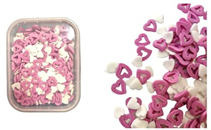 Cuoricini In Zucchero 50gr - Decorazione San valentino springles (Cuoricini Bianchi E Rosa)
