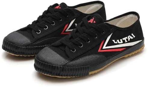 ZHENSI Zapatos De Artes Marciales para Niños Y Adultos Zapatillas De Deporte De Tai Chi Kung Fu Zapatillas De Deporte De Lona De Parte Inferior Descalzas,Negro,34 EU