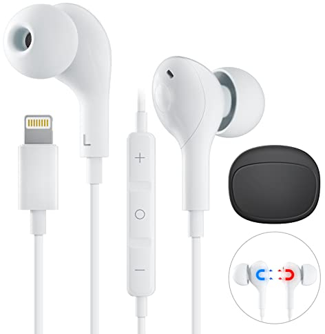 suohong iPhone Kopfhörer mit Kabel für【MFi-Zertifiziert】 In-Ear Kopfhörer mit Lightning Anschluss mit Mikrofon und Lautstärkeregler für iPhone 14/13/12/SE/11/X/XS/XR/8/7 Unterstützt alle iOS - Weiß