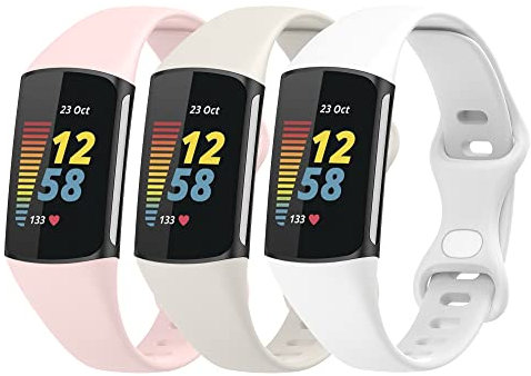 Gheper 3 Piezas Bandas ajustadas compatible con Fitbit Charge 6/Charge 5 Smartwatch pulsera de silicona suave de repuesto correas de pulsera deportivas para mujeres y hombres