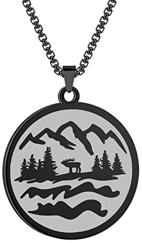 LUTAKU Herrenschmuck Berg Gold Halskette für Männer Jungen Punk Wandern Talisman Anhänger 316L Edelstahl Hip Hop Ketten für Männer