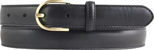 BELTINGER Damen-Gürtel aus Vollrindleder 2,5 cm | Schmaler Gürtel für Damen 25mm | Bombierter Ledergürtel mit goldener Gürtelschnalle