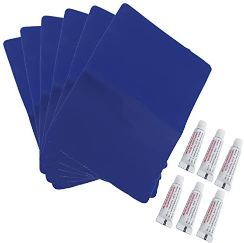Medifier 6 Pack PVC Heavy Duty Inflatable Boat Repair Patch Kit with Glue 185mm*125mm Rubber Boat Waterproof Patches Adhesive Repair Accessory Kit for Inflatable Boat Canoe Kayak Blue