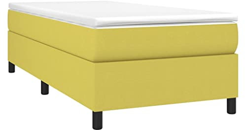 vidaXL Bettgestell, Polsterbett Bett für Schlafzimmer, Bettrahmen mit Lattenrost, Schlafzimmerbett Einzelbett, Grün 90x200cm Stoff