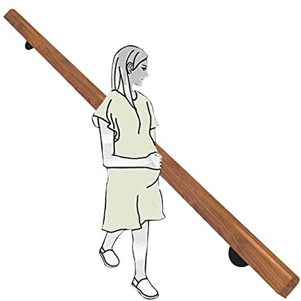 Holzgeländer an der Wand, EIN kompletter Satz von 50 * 300 cm Treppenhandläufen mit Halterungen, Stützstangen für Innenkorridore, rutschfeste Handläufe für ältere Menschen und Kind