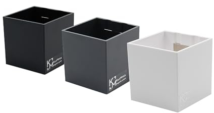 KalaMitica - Set di 3 Cubi Magnetici 6,5 cm - Bianco, Piombo, Nero - Contenitori Portaoggetti o Porta Vasi Magnetici con Calamita Potente per Lavagne Magnetiche da Parete